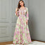 Embroidered Floral Lace-Up Maxi Dress