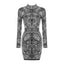 Stand-Collar Animal Print Mini Dress for Women