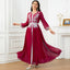 Embroidered V-Neck Robe Maxi Dress