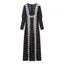 Lace Patchwork A-Line Maxi Dress for Women, Deep V-Neck Long Sleeve