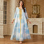 Embroidered Light Blue V-Neck Maxi Dress