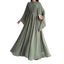 Green Belted Chiffon Maxi Dress for women with long sleeves