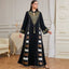 Black Embroidered Beaded Robe Maxi Dress