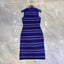 Striped Jacquard Knitted Sleeveless Waist-Cinching Dress for Women