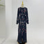 Printed Stand-Collar Long-Sleeve Maxi Dress