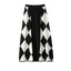 Elastic High-Waist Diamond Checkerboard A-Line Mini Skirt