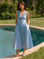 Lace-Up V-Neck Maxi Dress with V neck neckline