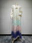 Gradient Embroidered Lace-Up Maxi Dress