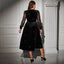 Velvet Lace-Splice Midi Dress for Women, Long Sleeve, Plus Size