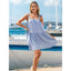 Striped Off-Shoulder A-Line Mini Dress for Women, Square Neck