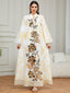 Floral Appliqué Long-Sleeve Maxi Dress