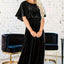 Velvet Round-Neck 3D-Detail Maxi Dress for Women, Short Sleeve