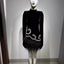 Rhinestone Feather-Hem Shoulder-Padded Mini Dress in Black