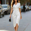 V-Neck Bow Midi Dress, Fitted