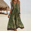 Printed Sleeveless V-Neck A-Line Maxi Dress