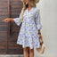 Floral V-Neck Bell-Sleeve Midi Dress for Women
