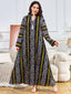 Embroidered Tassel Long-Sleeve Maxi Dress