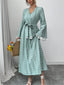 Lace Tassel Color-Block Maxi Dress for Women, Flared Sleeve