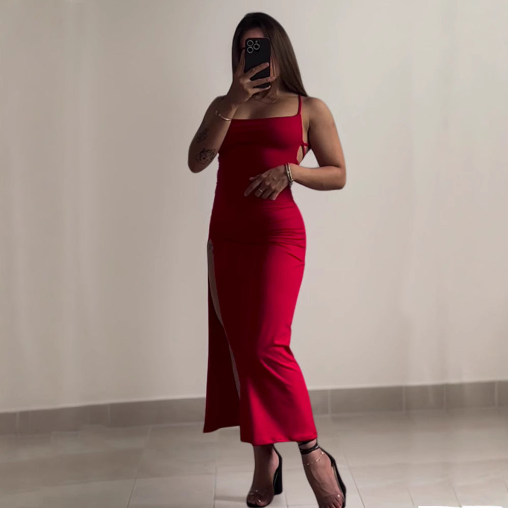 Backless maxi dress with open back detail