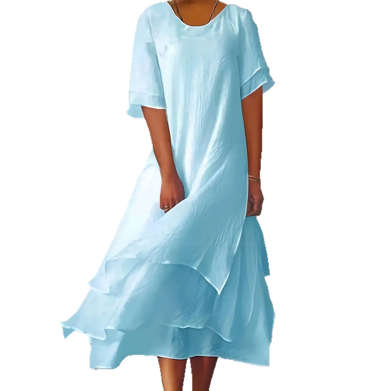 Plus-Size Round-Neck Short-Sleeve Dress featured in the Vilmere dress measuring guide