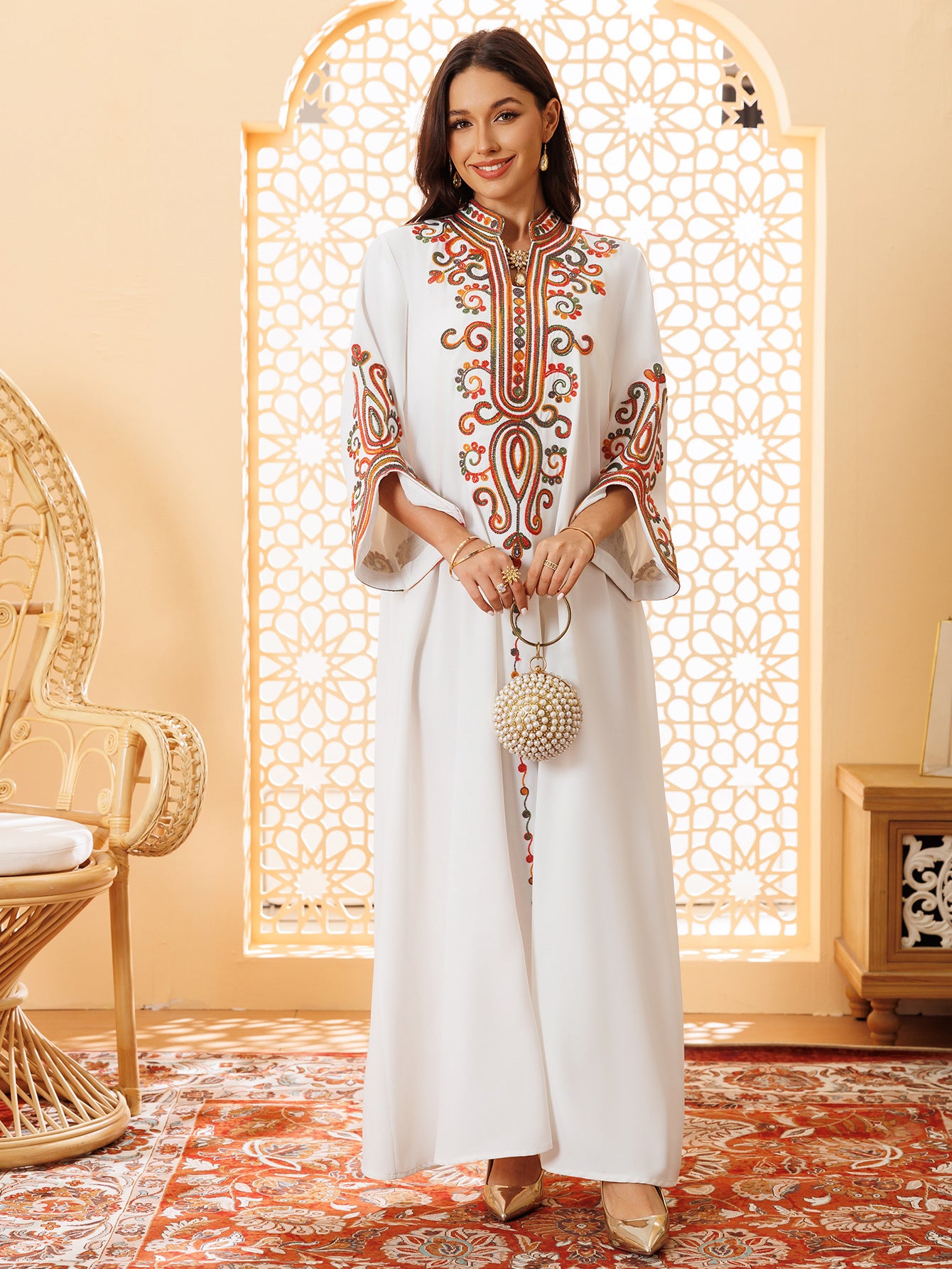 Embroidered Pullover Maxi Dress