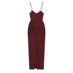Pleated One-Shoulder Maxi Dress for Women, Fitted A-Line