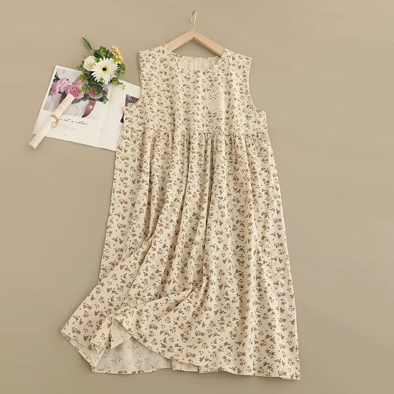 Solid Round-Neck Sleeveless Maxi Dress for Women, One Size