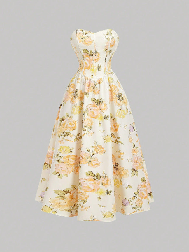 Yellow A-Line Midi Dress Hauptbild