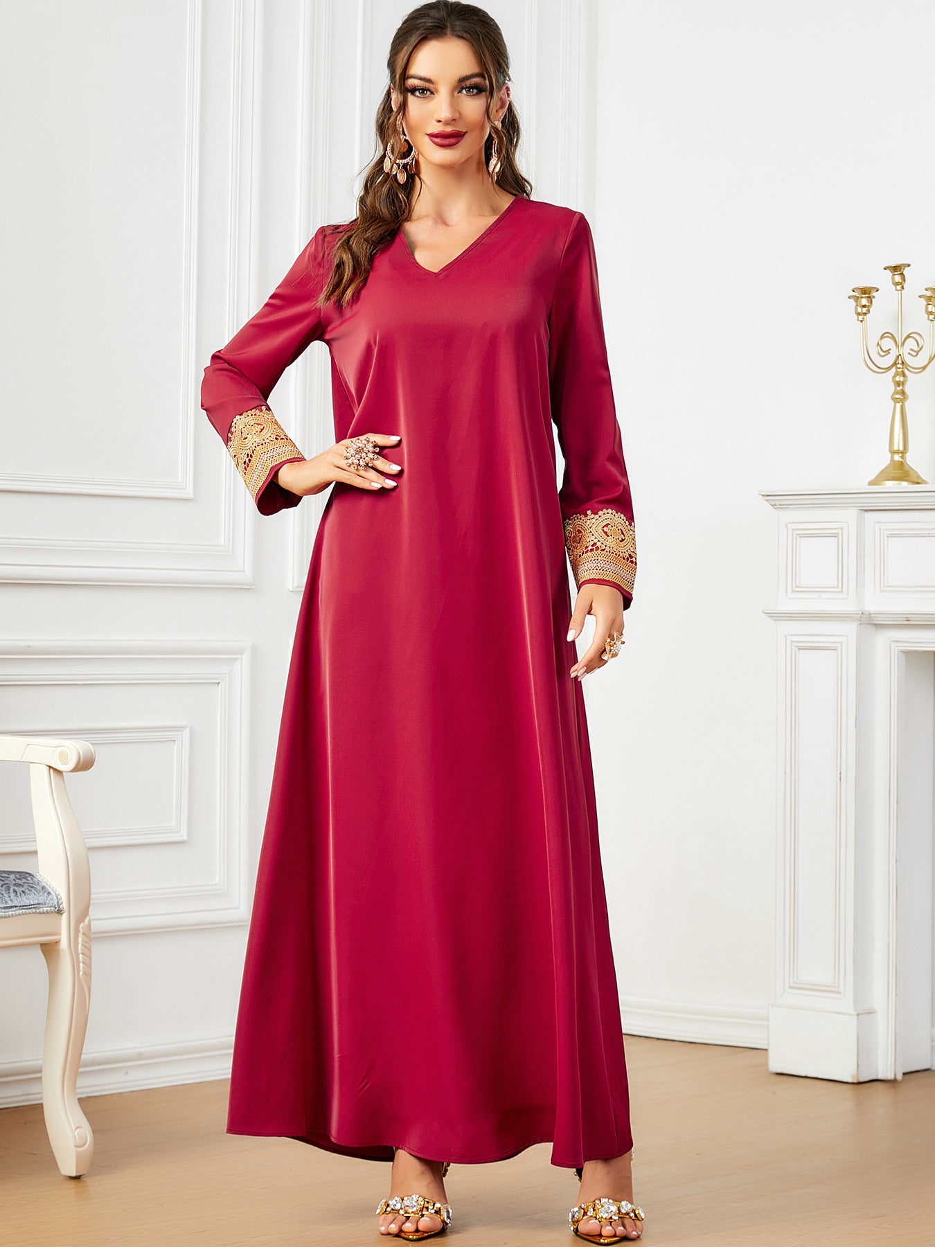 Red Chiffon Two-Piece Maxi Dress