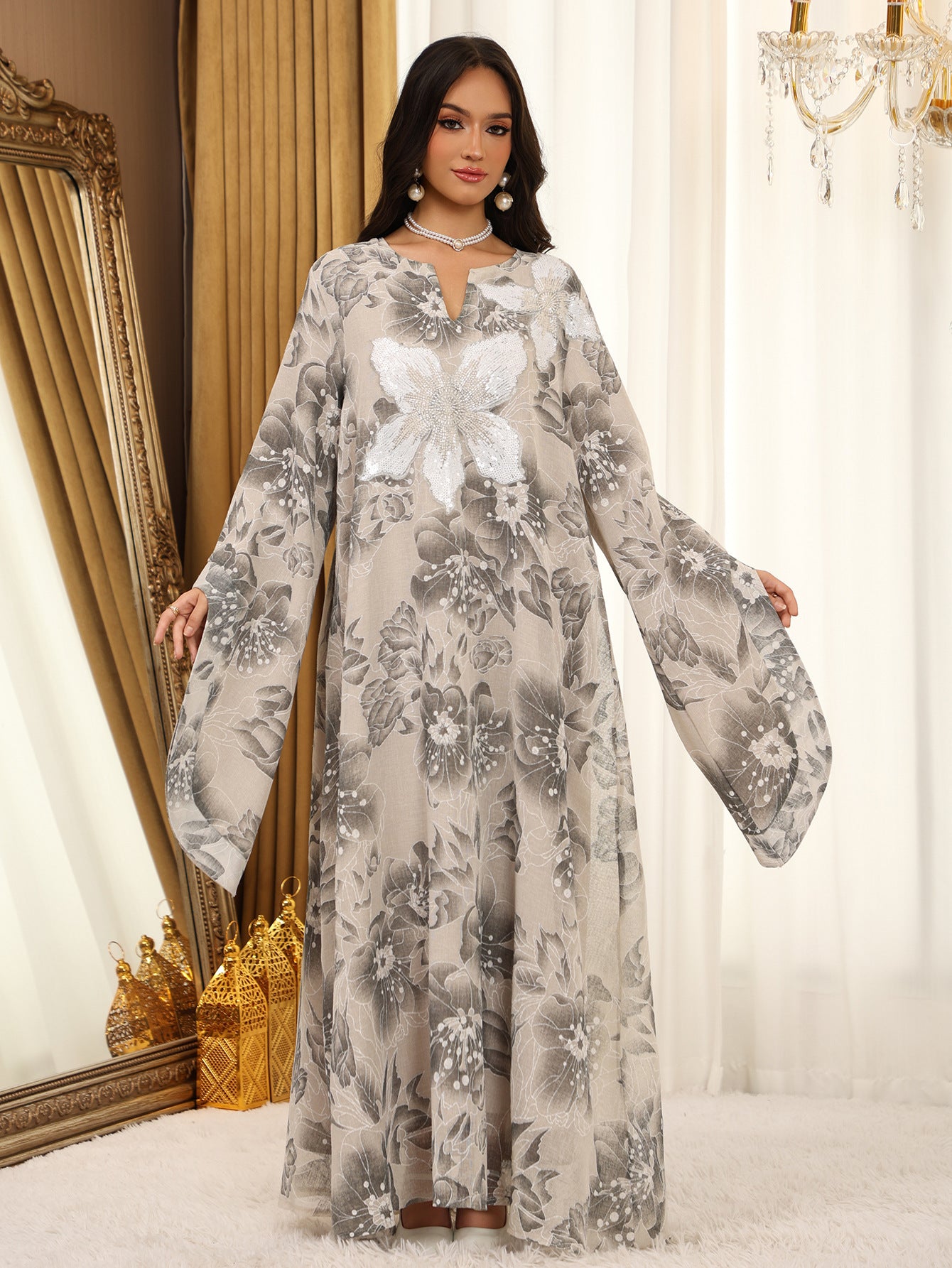 Sequin Hooded Maxi Dress