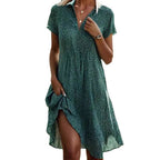 Polka Dot V-Neck Short Sleeve Casual Summer Dress for Women
