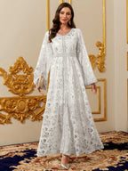 White Gold-Foil Maxi Dress