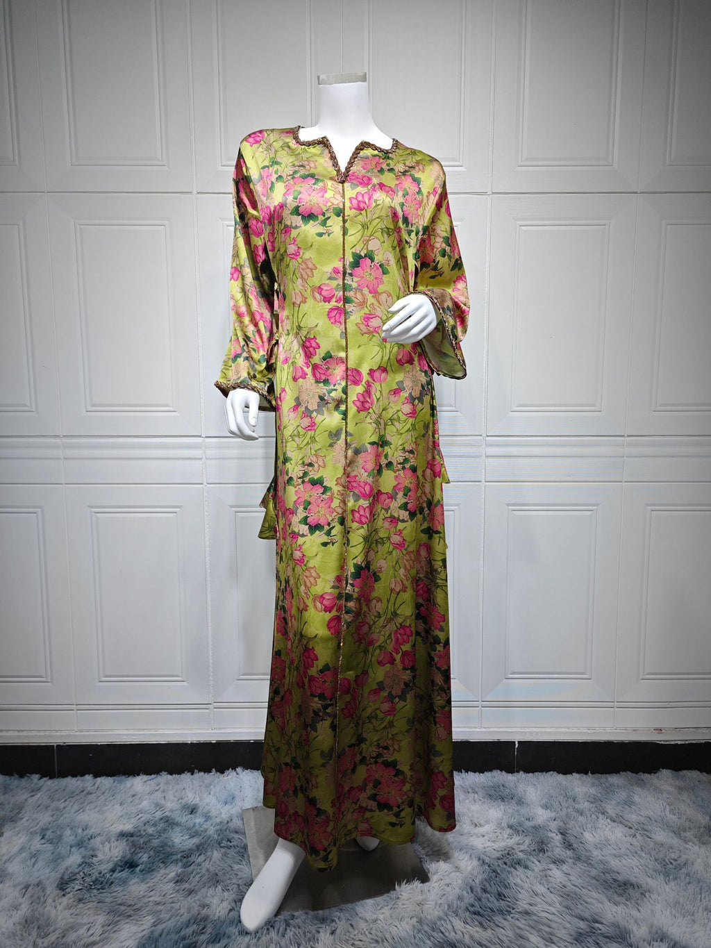 Printed Rhinestone Maxi Dress