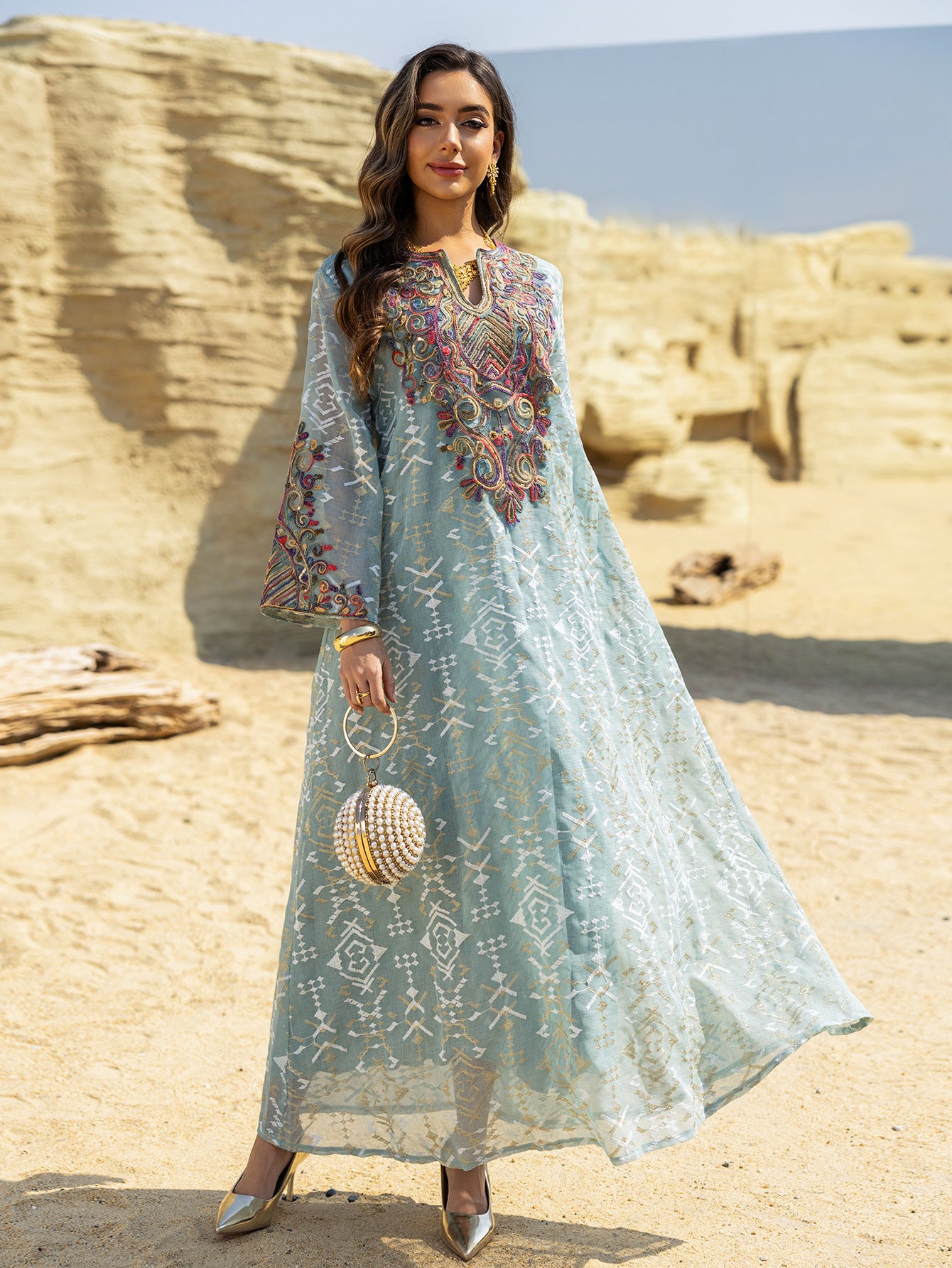 Mesh Patchwork Maxi Dress