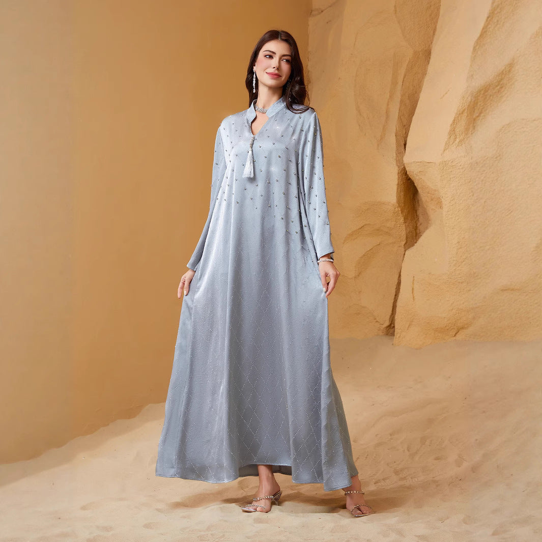 V-Neck Long-Sleeve Maxi Dress
