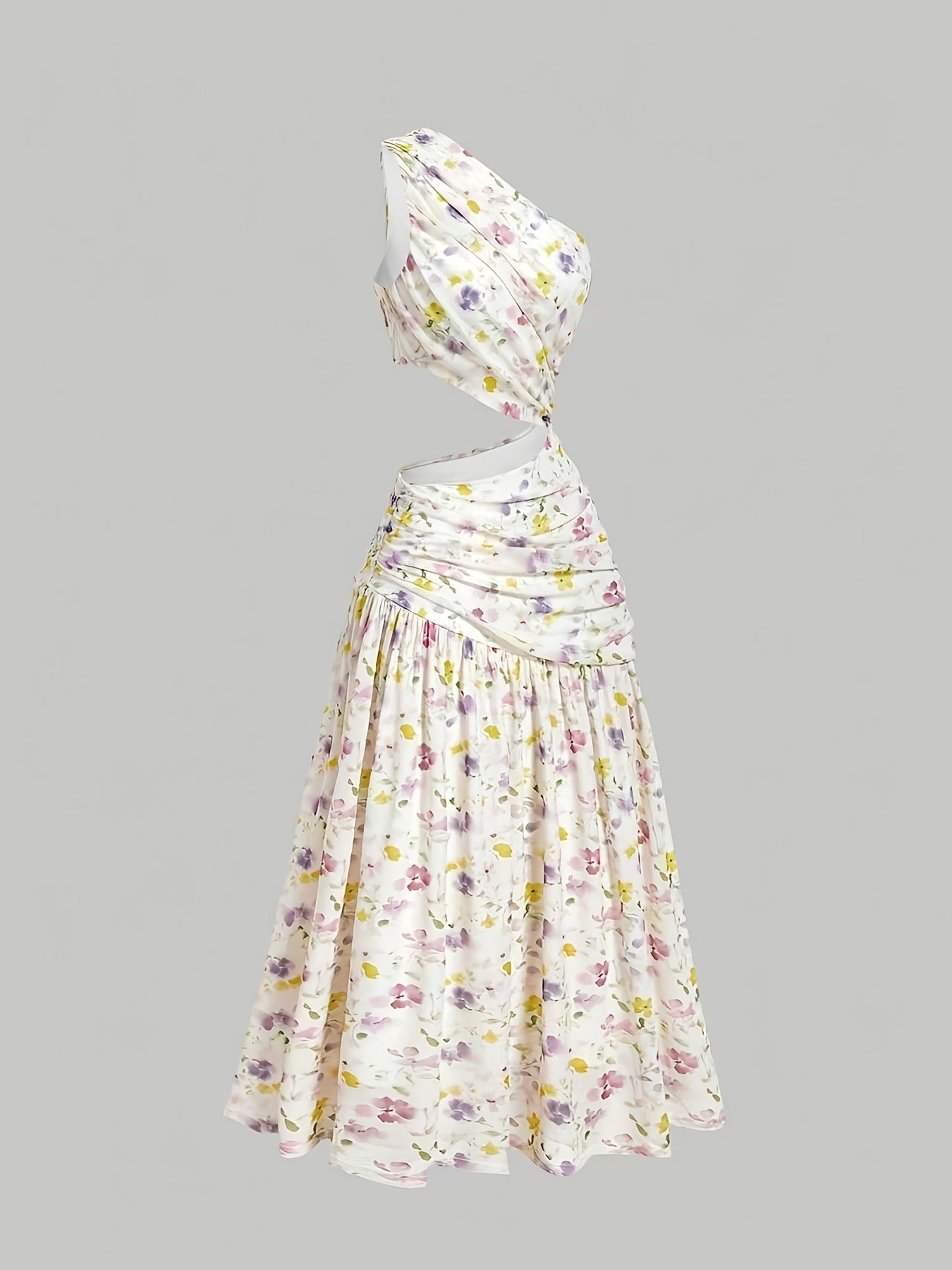 Floral One-Shoulder Maxi Dress