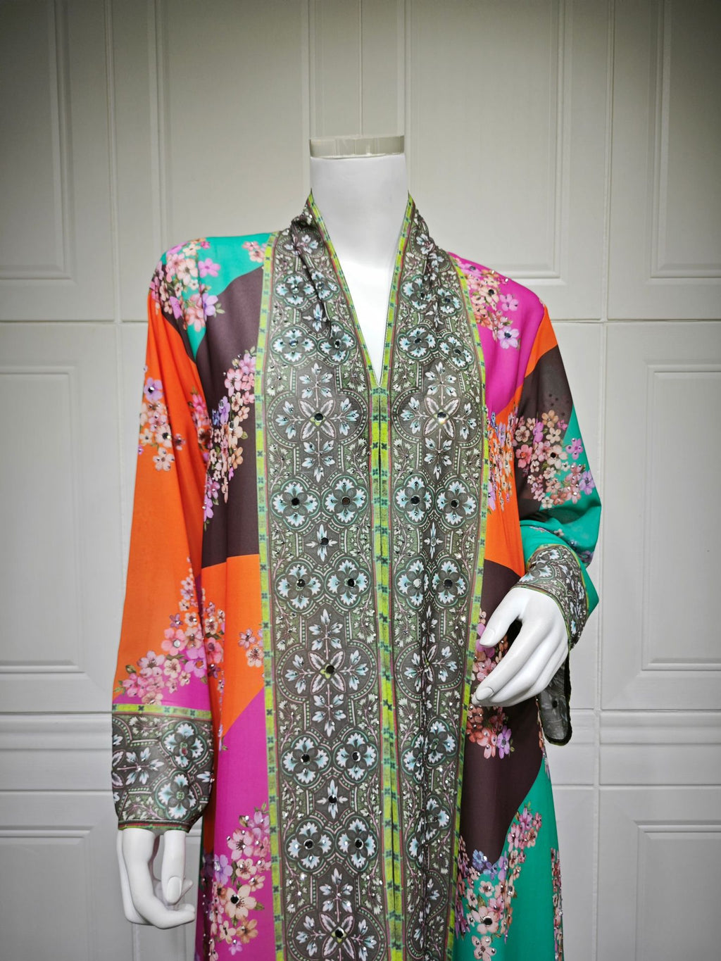 Rhinestone Printed Maxi Dress
