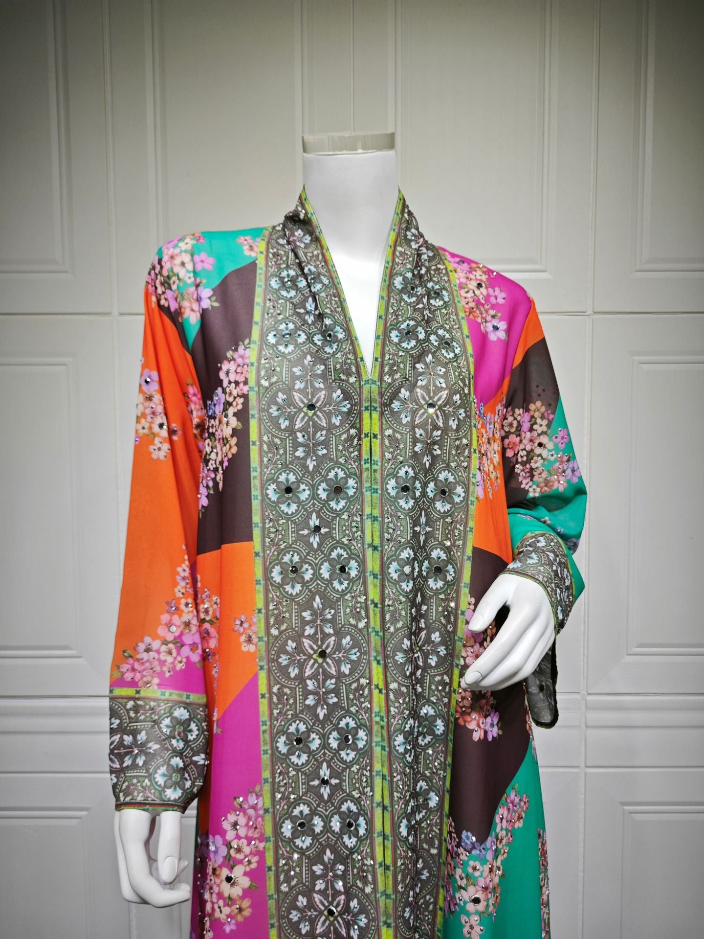 Rhinestone Printed Maxi Dress