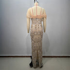 One-Shoulder Sequin Bodycon Maxi Dress for Women