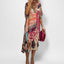 Leopard Print V-Neck A-Line Maxi Dress for Women, Three-Quarter Sleeve