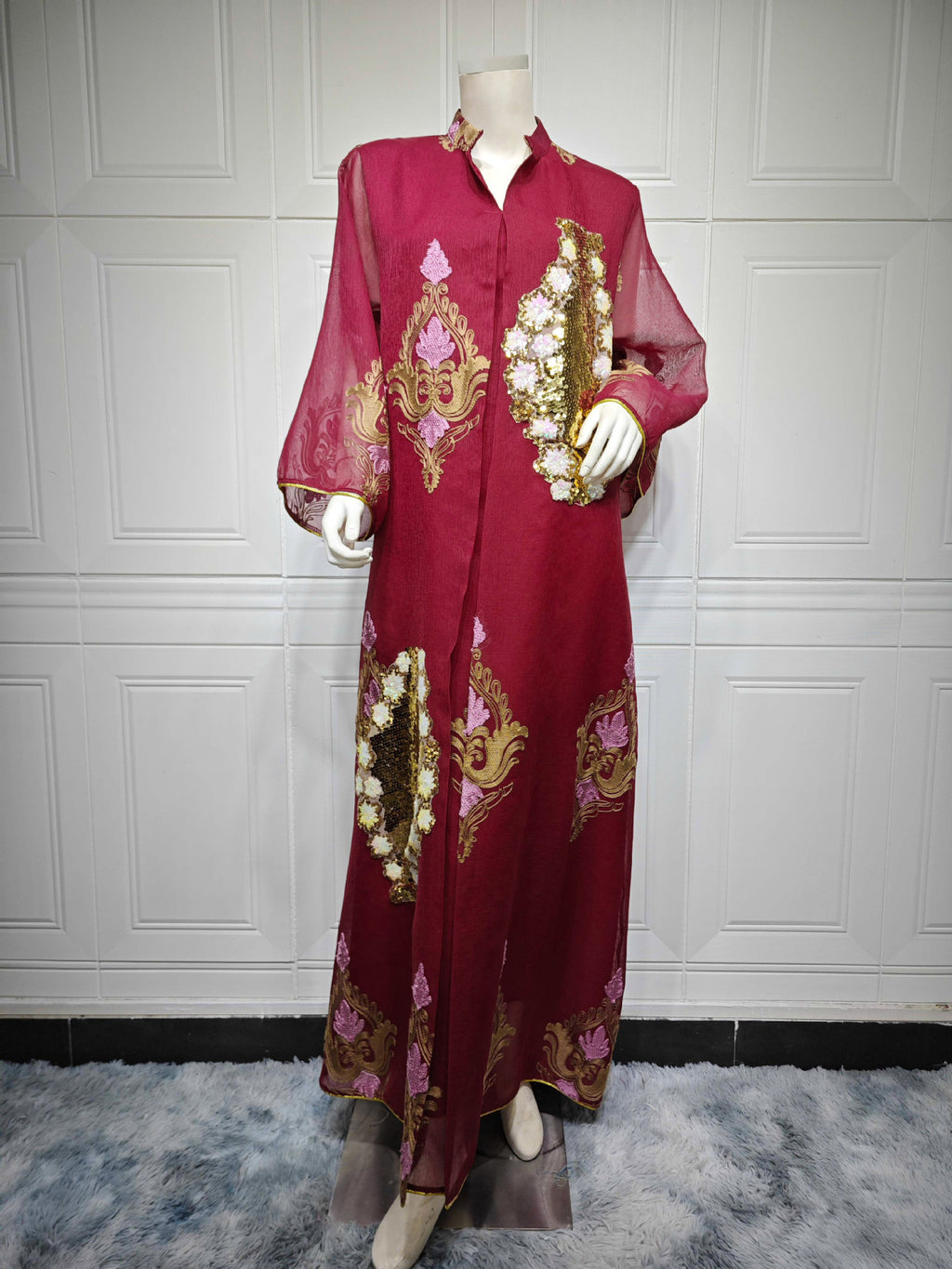 Beaded Sequin Evening Gown