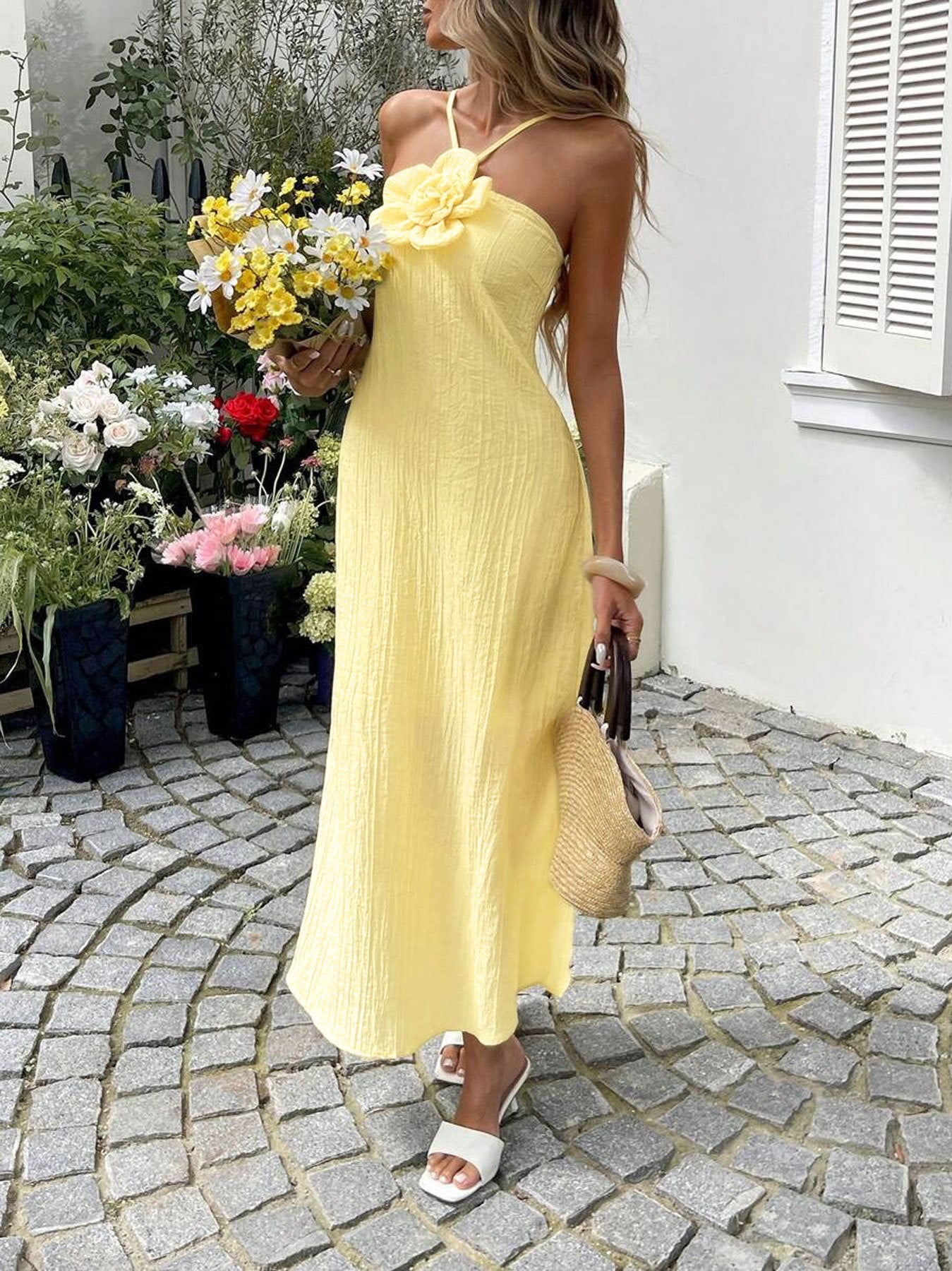 Backless Halter Maxi Dress