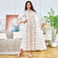 White & Green V-Neck Long-Sleeve Maxi Dress