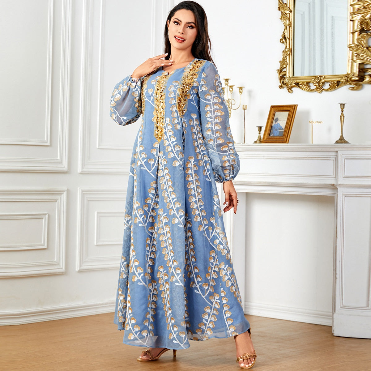 Sequin Embroidered Robe Maxi Dress Zweitbild