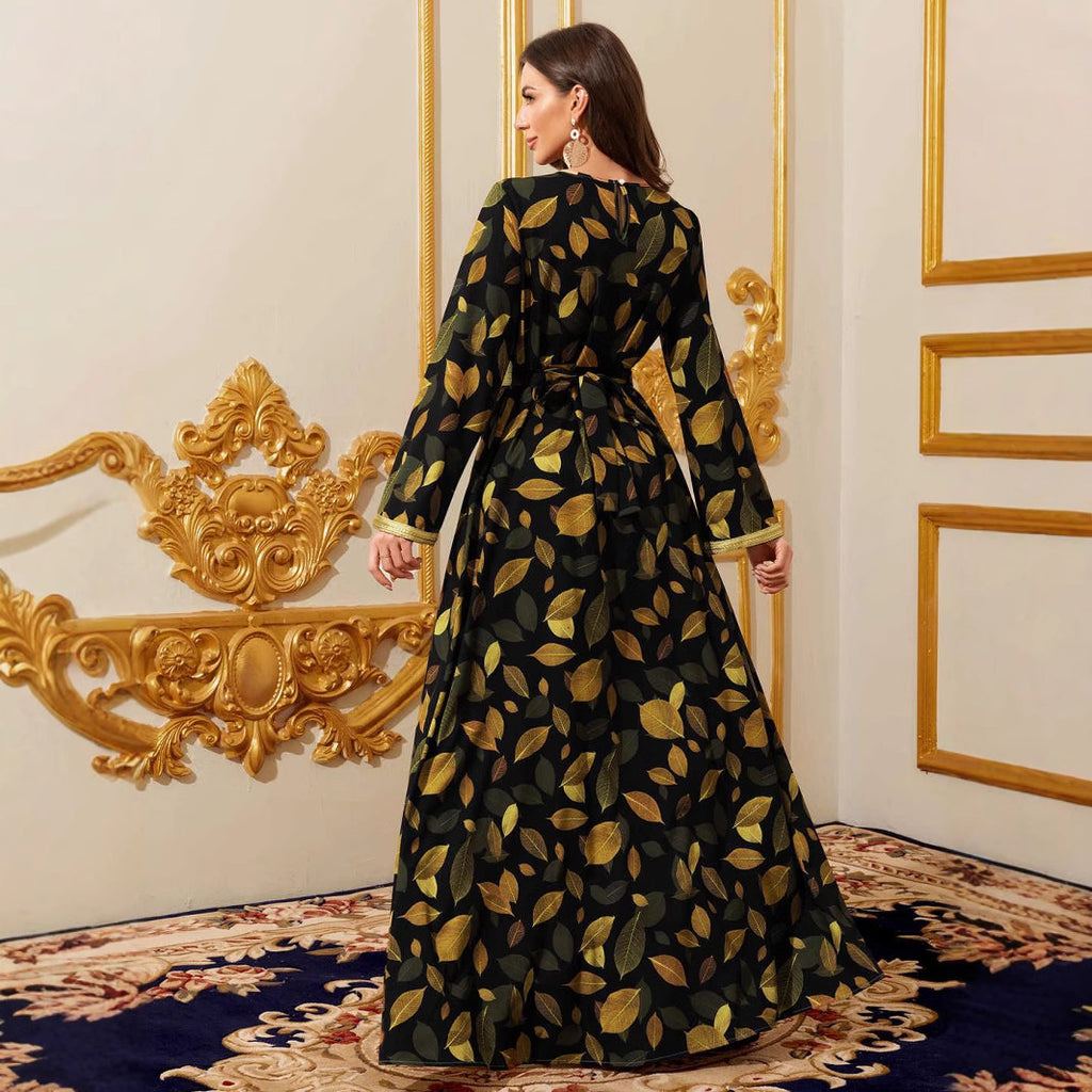 Long-Sleeve Printed Maxi Dress