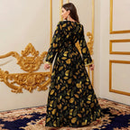 Long-Sleeve Printed Maxi Dress
