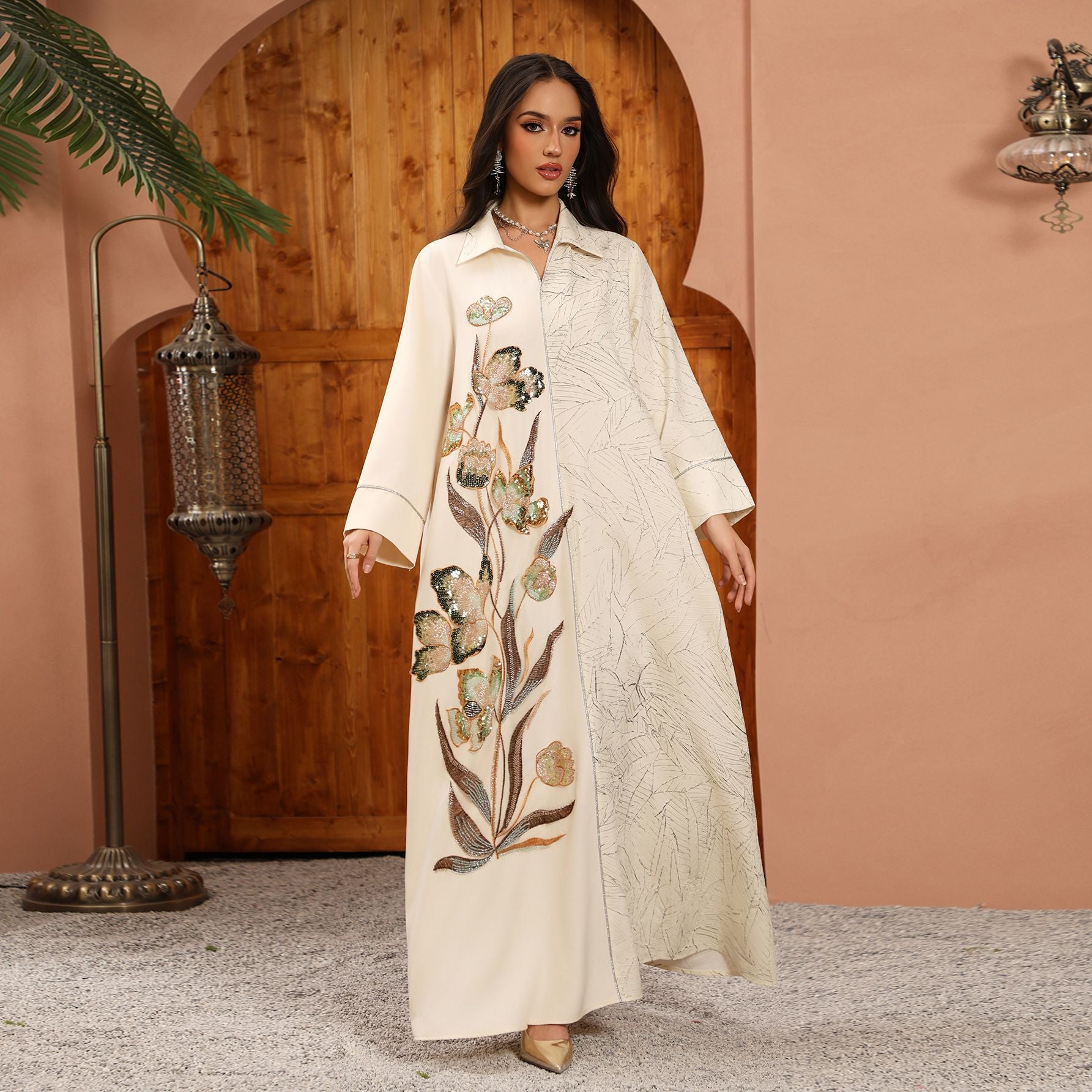 Sequin Embroidered Floral Maxi Dress Main image