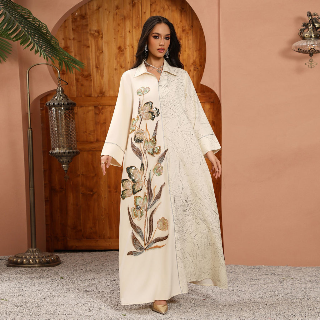 Sequin Embroidered Floral Maxi Dress