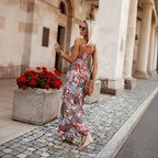 Printed V-Neck Maxi Dress, Sleeveless