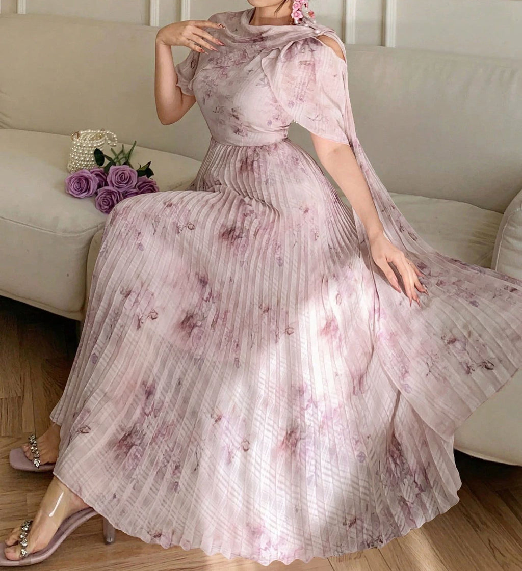 Printed Pleated Maxi Dress